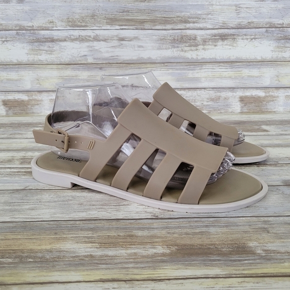 Melissa Boemia Strappy Water Resistant Slingback Sandals Women's Size 9 Taupe - Picture 1 of 10